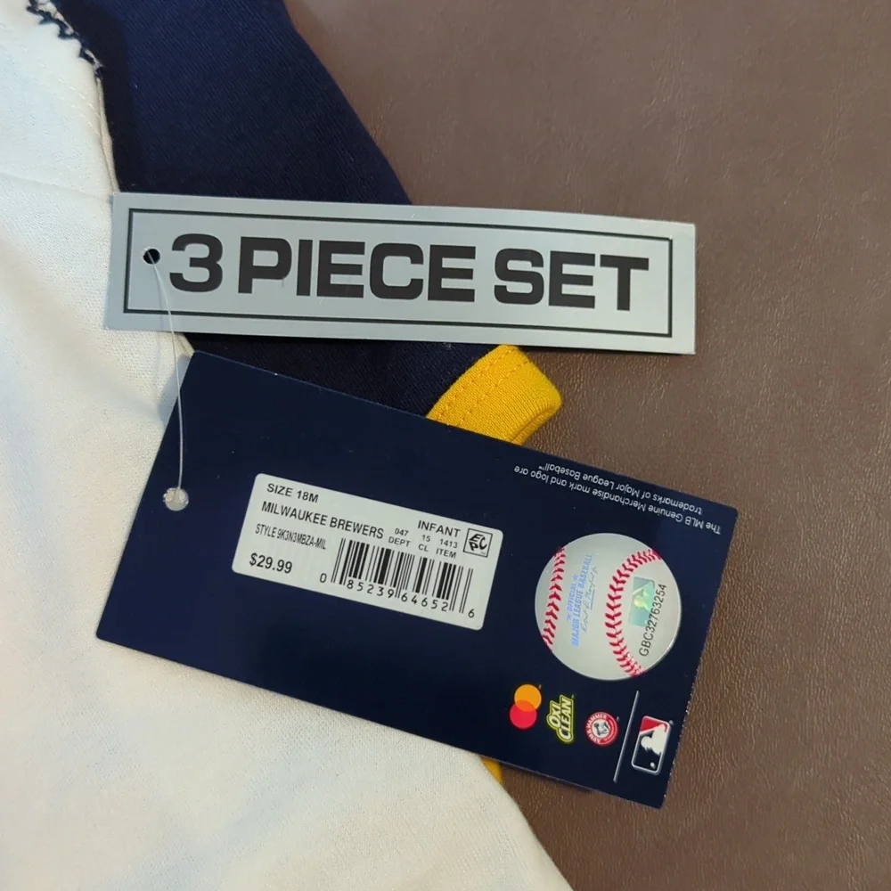 Genuine Merchandise Milwaukee Brewers Onesie Set of 3 Size 18 Months
